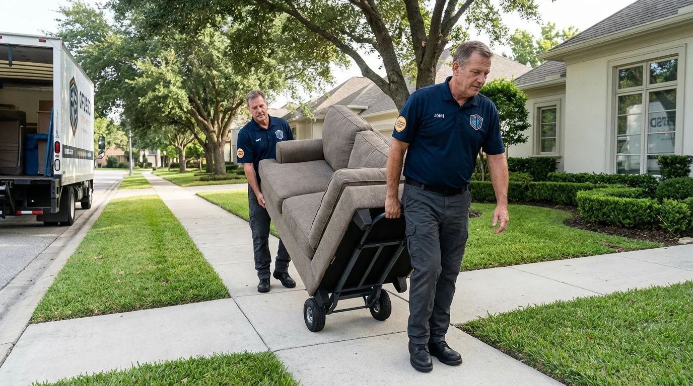 Local residential moving crew loading furniture in Middletown, RI